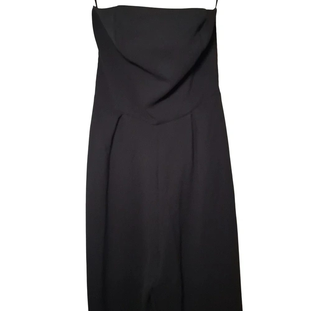 Monteau Los Angeles Black Strapless Wide Leg‎ Jumpsuit S Smocked Back